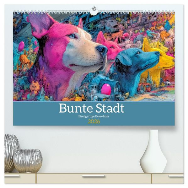 Bunte Stadt - Einzigartige Bewohner (hochwertiger Premium Wandkalender 2026 DIN A2 quer) Kunstdruck in Hochglanz