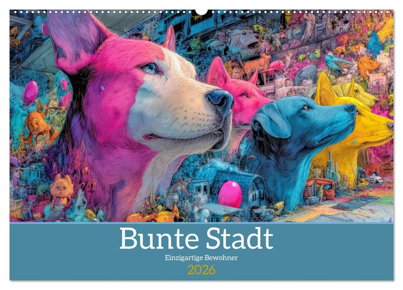 Bunte Stadt - Einzigartige Bewohner (Wandkalender 2026 DIN A2 quer) CALVENDO Monatskalender