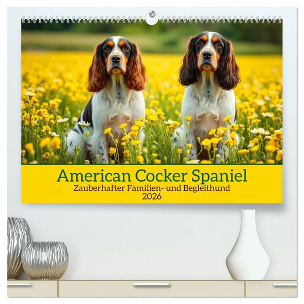 American Cocker Spaniel (hochwertiger Premium Wandkalender 2026 DIN A2 quer) Kunstdruck in Hochglanz
