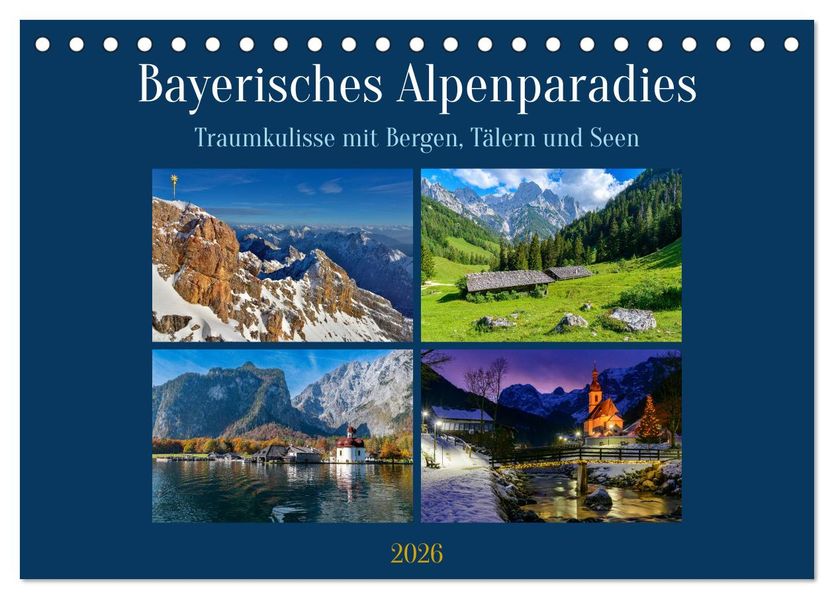 Bayerisches Alpenparadies (Tischkalender 2026 DIN A5 quer) CALVENDO Monatskalender