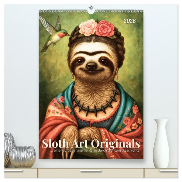 Sloth Art Originals ... eine faultierlangsame Reise durch die Kunstgeschichte (hochwertiger Premium Wandkalender 2026 DIN A2 hoch) Kunstdruck in Hochglanz