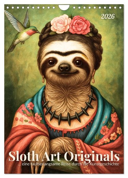 Sloth Art Originals ... eine faultierlangsame Reise durch die Kunstgeschichte (Wandkalender 2026 DIN A4 hoch) CALVENDO Monatskalender
