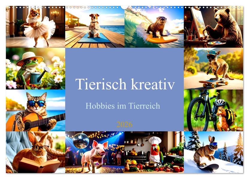 Tierisch kreativ: Hobbies im Tierreich (Wandkalender 2026 DIN A2 quer) CALVENDO Monatskalender