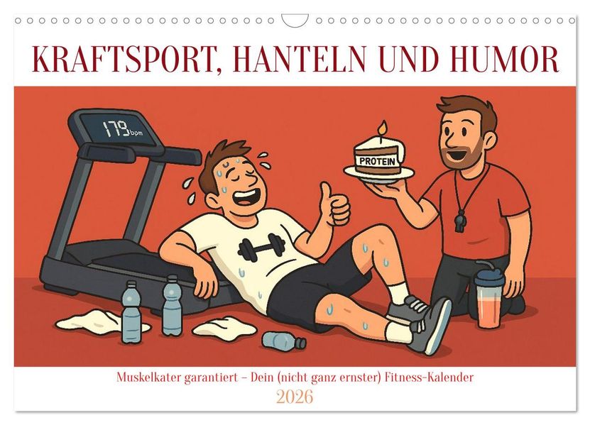 Kraftsport Hanteln und Humor (Wandkalender 2026 DIN A3 quer) CALVENDO Monatskalender