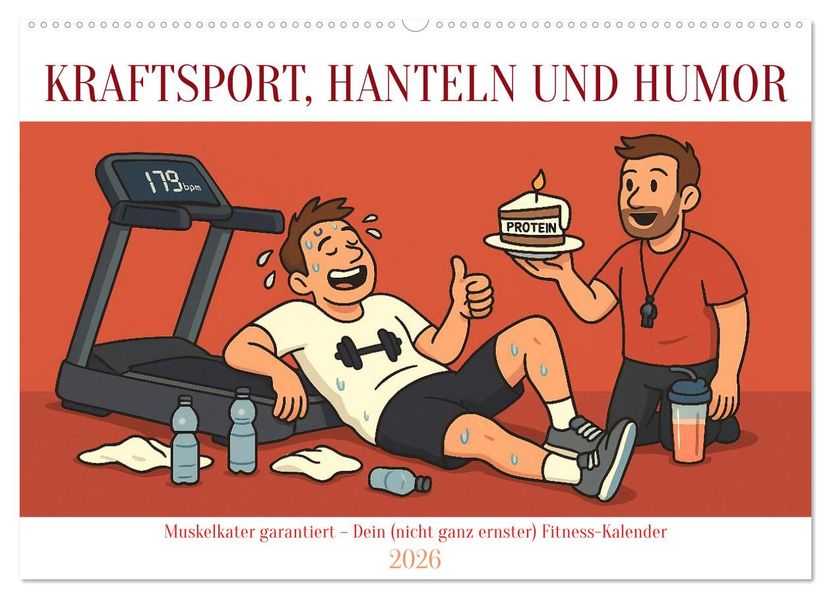 Kraftsport Hanteln und Humor (Wandkalender 2026 DIN A2 quer) CALVENDO Monatskalender
