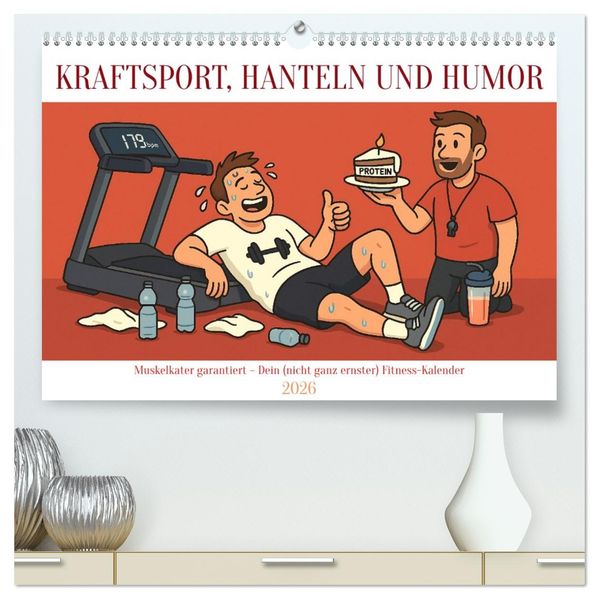 Kraftsport Hanteln und Humor (hochwertiger Premium Wandkalender 2026 DIN A2 quer) Kunstdruck in Hochglanz