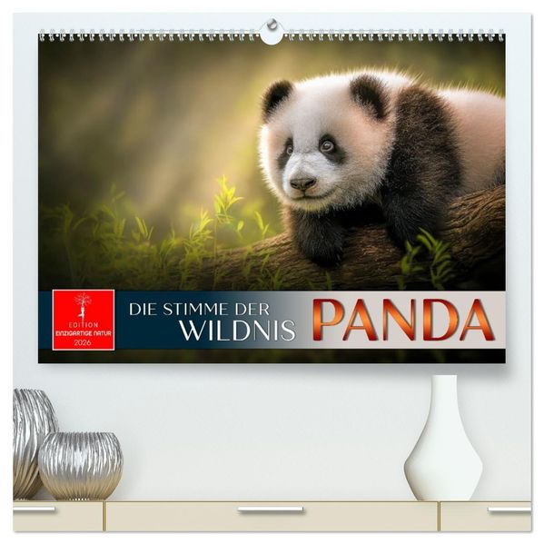 Panda - die Stimme der Wildnis (hochwertiger Premium Wandkalender 2026 DIN A2 quer) Kunstdruck in Hochglanz