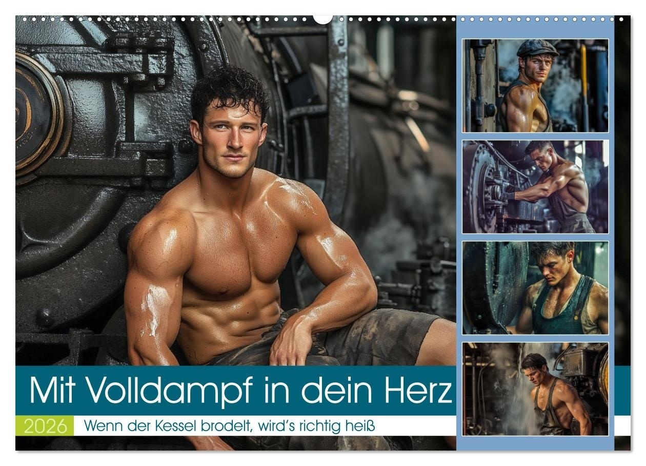 Mit Volldampf in dein Herz (Wandkalender 2026 DIN A2 quer) CALVENDO Monatskalender