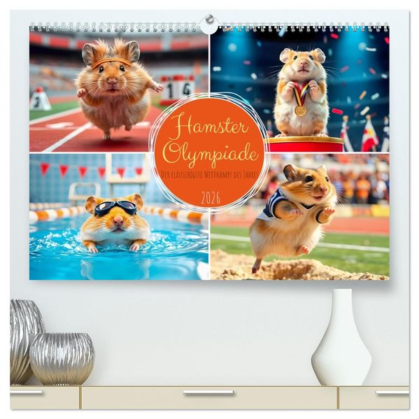 Hamster Olympiade - Der flauschigste Wettkampf des Jahres (hochwertiger Premium Wandkalender 2026 DIN A2 quer) Kunstdruck in Hochglanz