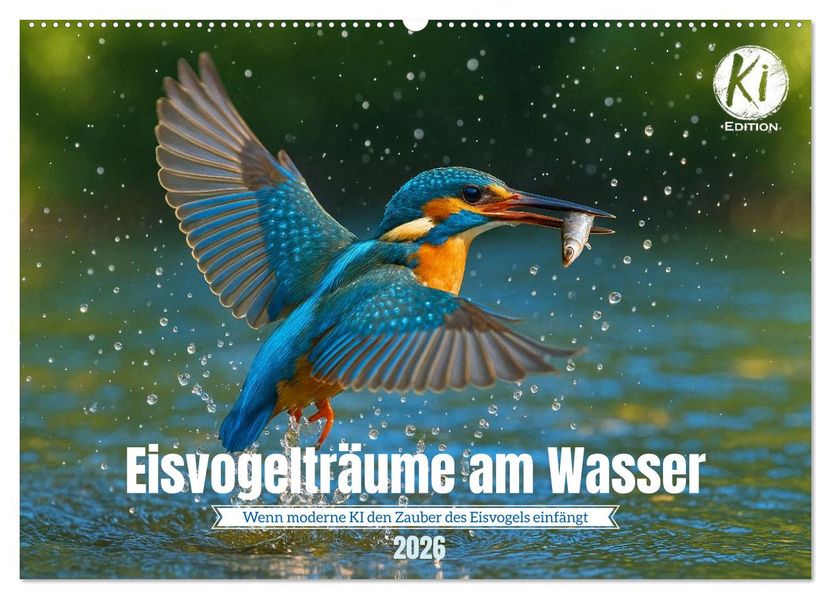 Eisvogelträume am Wasser (Wandkalender 2026 DIN A2 quer) CALVENDO Monatskalender