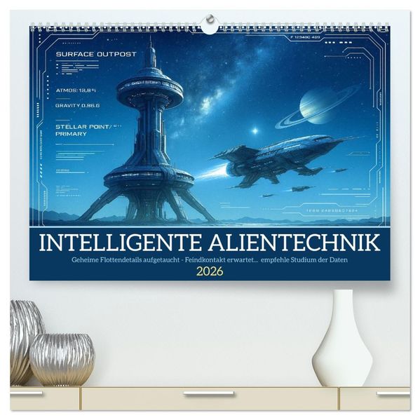Intelligente Alientechnik (hochwertiger Premium Wandkalender 2026 DIN A2 quer) Kunstdruck in Hochglanz