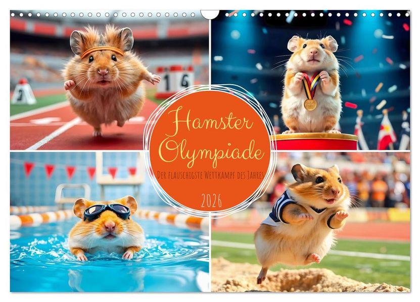 Hamster Olympiade - Der flauschigste Wettkampf des Jahres (Wandkalender 2026 DIN A3 quer) CALVENDO Monatskalender