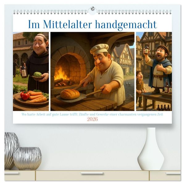 Im Mittelalter handgemacht (hochwertiger Premium Wandkalender 2026 DIN A2 quer) Kunstdruck in Hochglanz