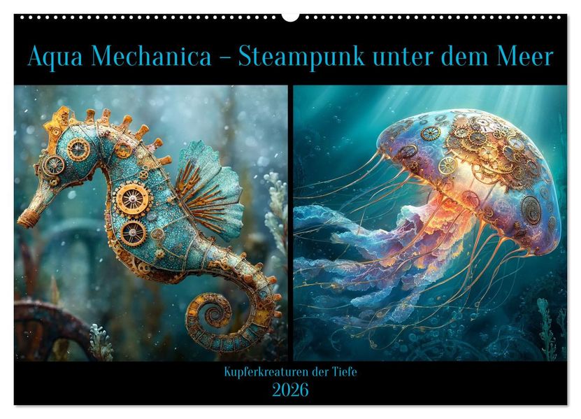 Aqua Mechanica - Steampunk unter dem Meer (Wandkalender 2026 DIN A2 quer) CALVENDO Monatskalender