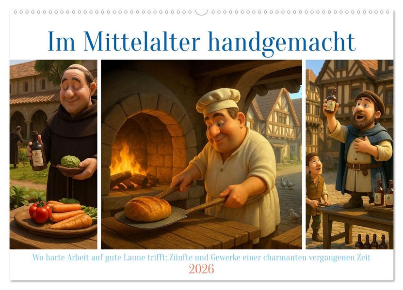 Im Mittelalter handgemacht (Wandkalender 2026 DIN A2 quer) CALVENDO Monatskalender