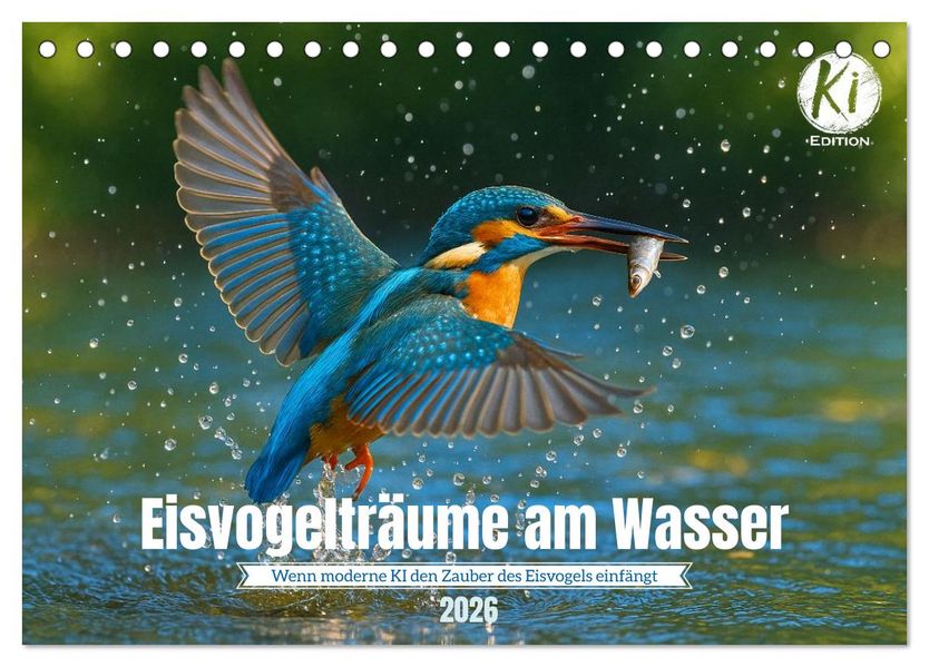 Eisvogelträume am Wasser (Tischkalender 2026 DIN A5 quer) CALVENDO Monatskalender