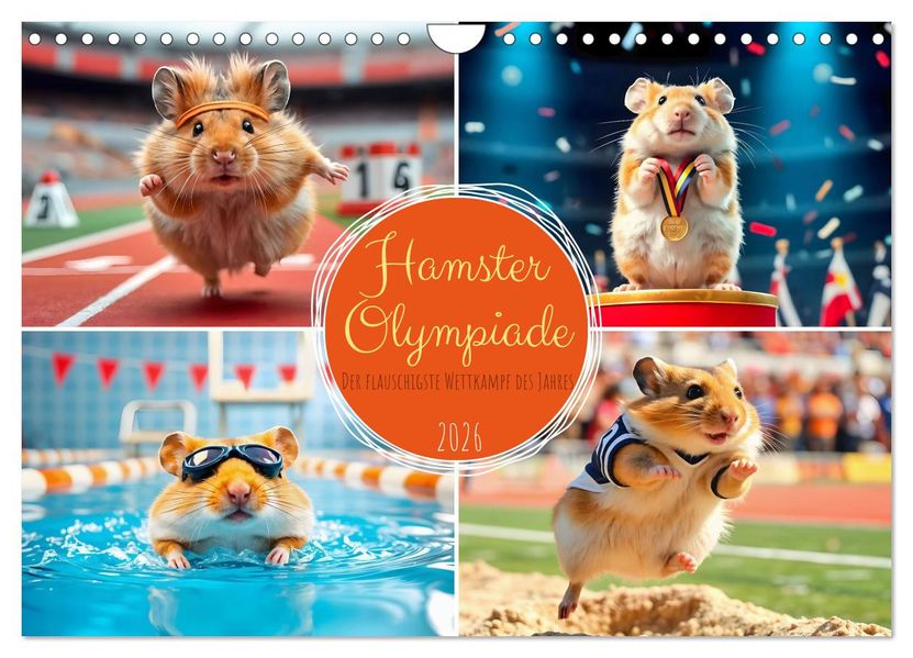 Hamster Olympiade - Der flauschigste Wettkampf des Jahres (Wandkalender 2026 DIN A4 quer) CALVENDO Monatskalender