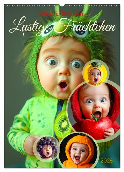 Babys in Bestform - Lustige Früchtchen (Wandkalender 2026 DIN A2 hoch) CALVENDO Monatskalender