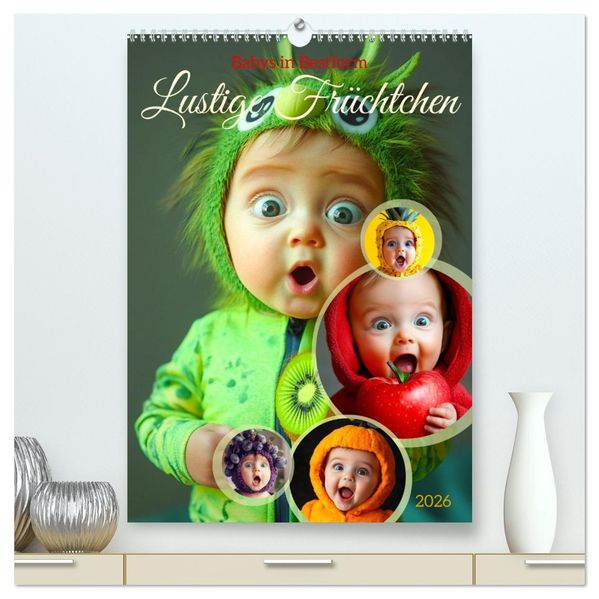 Babys in Bestform - Lustige Früchtchen (hochwertiger Premium Wandkalender 2026 DIN A2 hoch) Kunstdruck in Hochglanz