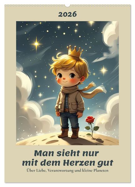Man sieht nur mit dem Herzen gut - Über Liebe Verantwortung und kleine Planeten (Wandkalender 2026 DIN A2 hoch) CALVENDO Monatskalender