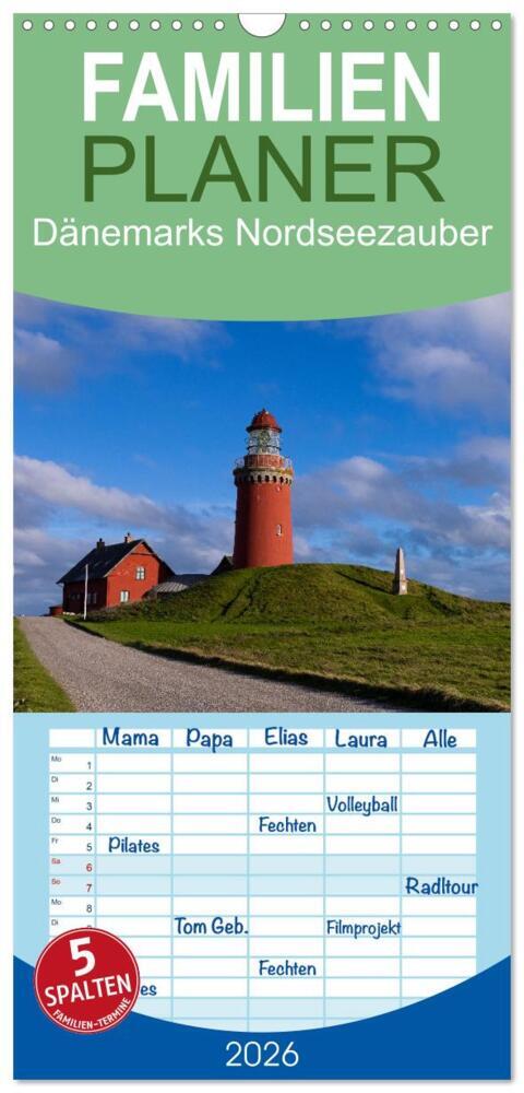 Familienplaner 2026 - Dänemarks Nordseezauber mit 5 Spalten (Wandkalender 21 x 45 cm) CALVENDO
