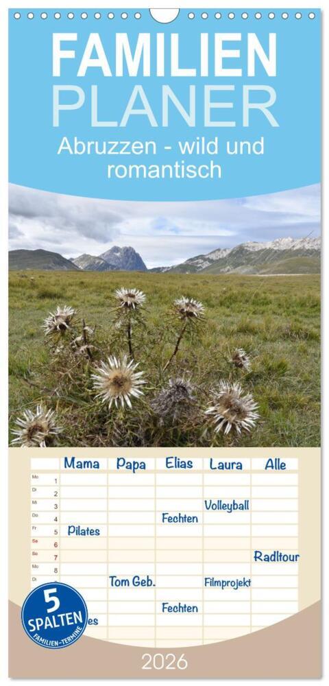 Familienplaner 2026 - Abruzzen - wild und romantisch mit 5 Spalten (Wandkalender 21 x 45 cm) CALVENDO