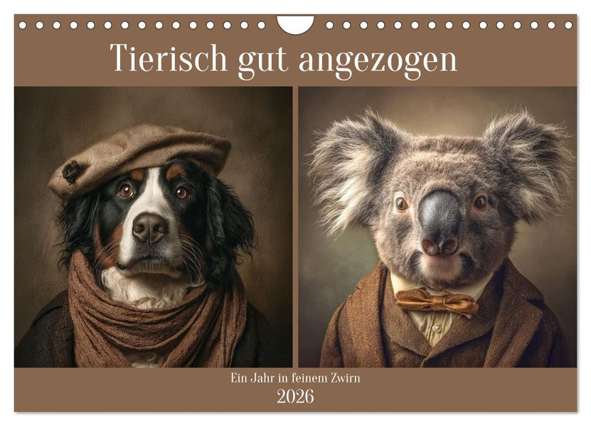Tierisch gut angezogen (Wandkalender 2026 DIN A4 quer) CALVENDO Monatskalender