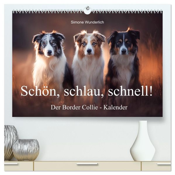 Schön schlau schnell! - Der Border Collie - Kalender (hochwertiger Premium Wandkalender 2026 DIN A2 quer) Kunstdruck in Hochglanz