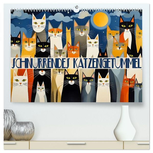 Schnurrendes Katzengetümmel (hochwertiger Premium Wandkalender 2026 DIN A2 quer) Kunstdruck in Hochglanz