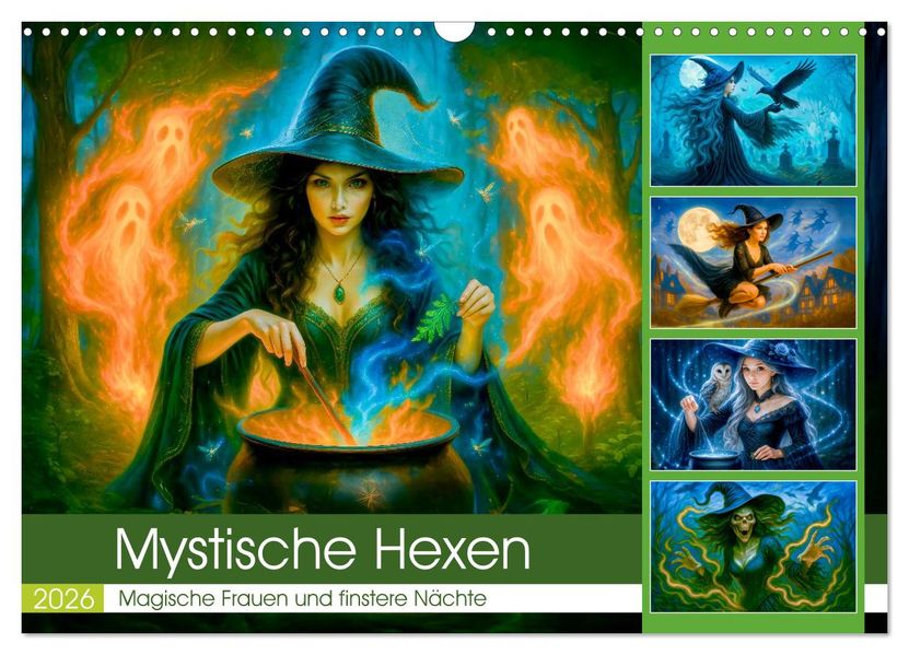 Mystische Hexen - Magische Frauen und finstere Nächte (Wandkalender 2026 DIN A3 quer) CALVENDO Monatskalender