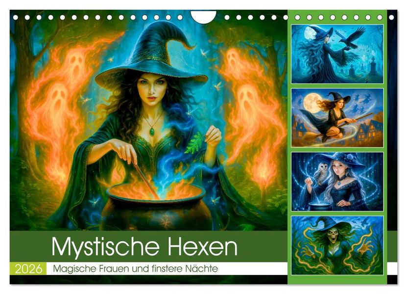 Mystische Hexen - Magische Frauen und finstere Nächte (Wandkalender 2026 DIN A4 quer) CALVENDO Monatskalender