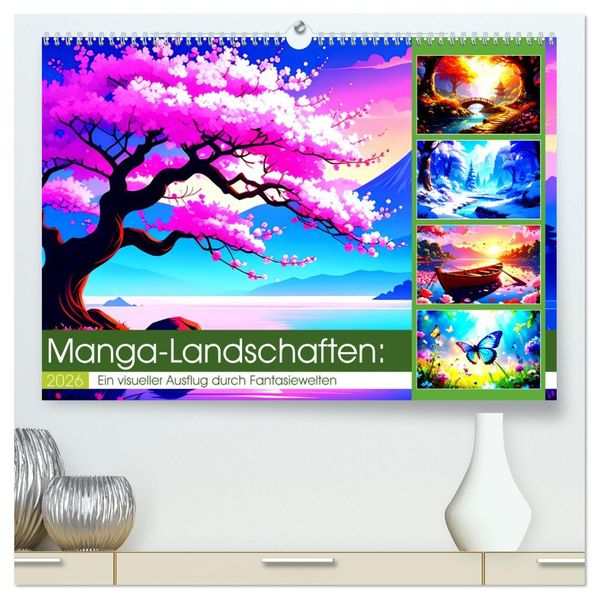 Manga-Landschaften: Ein visueller Ausflug durch Fantasiewelten (hochwertiger Premium Wandkalender 2026 DIN A2 quer) Kunstdruck in Hochglanz