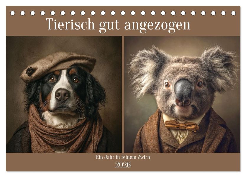 Tierisch gut angezogen (Tischkalender 2026 DIN A5 quer) CALVENDO Monatskalender