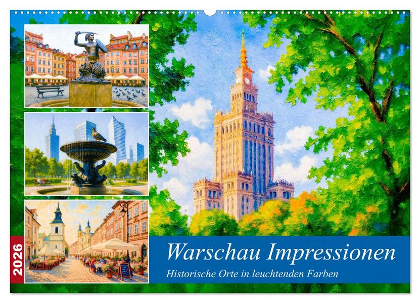 Warschau Impressionen - Historische Orte in leuchtenden Farben (Wandkalender 2026 DIN A2 quer) CALVENDO Monatskalender
