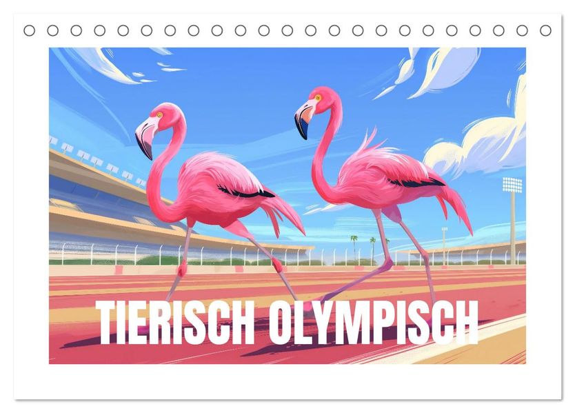 Tierische Olympioniken - Ein farbenfroher KI-Kalender (Tischkalender 2026 DIN A5 quer) CALVENDO Monatskalender