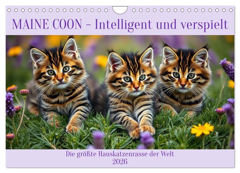 Maine Coon - Intelligent und verspielt (Wandkalender 2026 DIN A4 quer) CALVENDO Monatskalender