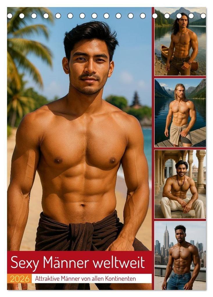 Sexy Männer weltweit (Tischkalender 2026 DIN A5 hoch) CALVENDO Monatskalender
