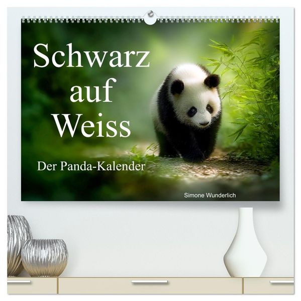 Schwarz auf Weiß - Der Panda-Kalender (hochwertiger Premium Wandkalender 2026 DIN A2 quer) Kunstdruck in Hochglanz