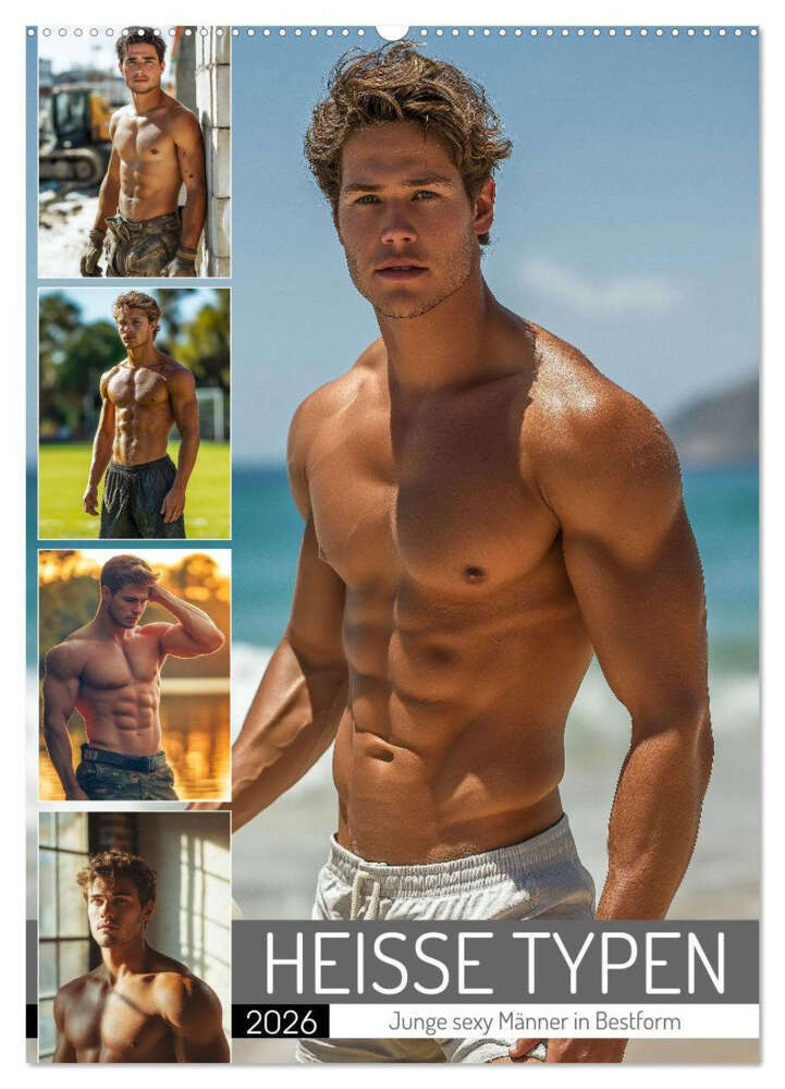 HEISSE TYPEN - Junge sexy Männer in Bestform (Wandkalender 2026 DIN A2 hoch) CALVENDO Monatskalender