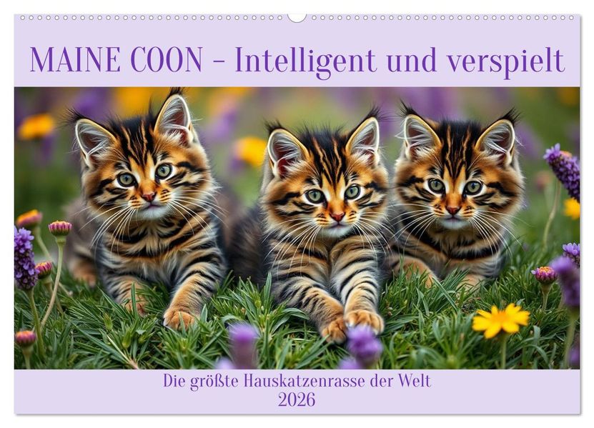 Maine Coon - Intelligent und verspielt (Wandkalender 2026 DIN A2 quer) CALVENDO Monatskalender