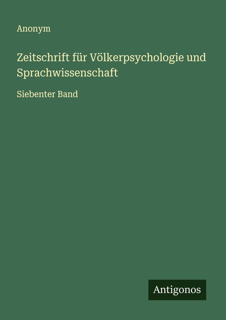 Zeitschrift für Völkerpsychologie und Sprachwissenschaft