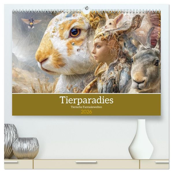 Tierparadies - Tierische Fantasiewelten (hochwertiger Premium Wandkalender 2026 DIN A2 quer) Kunstdruck in Hochglanz