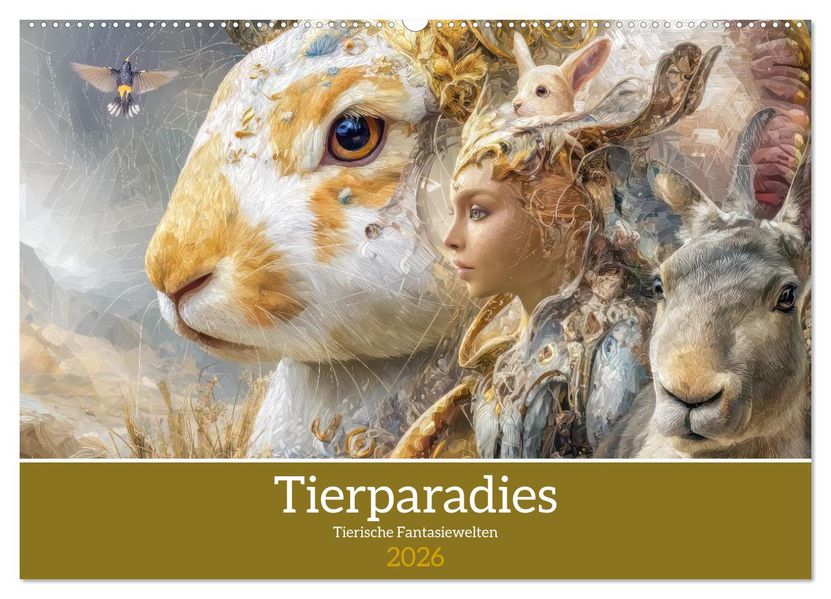 Tierparadies - Tierische Fantasiewelten (Wandkalender 2026 DIN A2 quer) CALVENDO Monatskalender