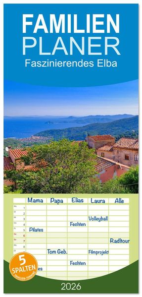 Familienplaner 2026 - Faszinierendes Elba mit 5 Spalten (Wandkalender 21 x 45 cm) CALVENDO