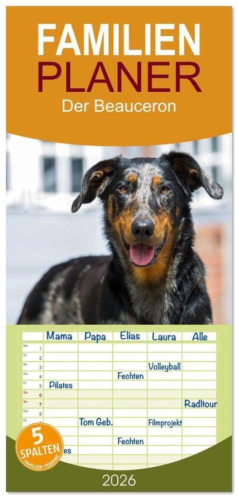 Familienplaner 2026 - Der Beauceron mit 5 Spalten (Wandkalender 21 x 45 cm) CALVENDO