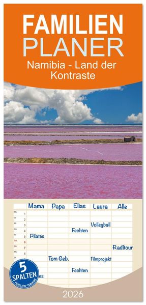 Familienplaner 2026 - Namibia - Land der Kontraste mit 5 Spalten (Wandkalender 21 x 45 cm) CALVENDO