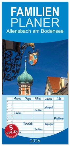 Familienplaner 2026 - Allensbach am Bodensee mit 5 Spalten (Wandkalender 21 x 45 cm) CALVENDO