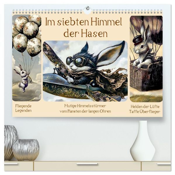 Im siebten Himmel der Hasen (hochwertiger Premium Wandkalender 2026 DIN A2 quer) Kunstdruck in Hochglanz