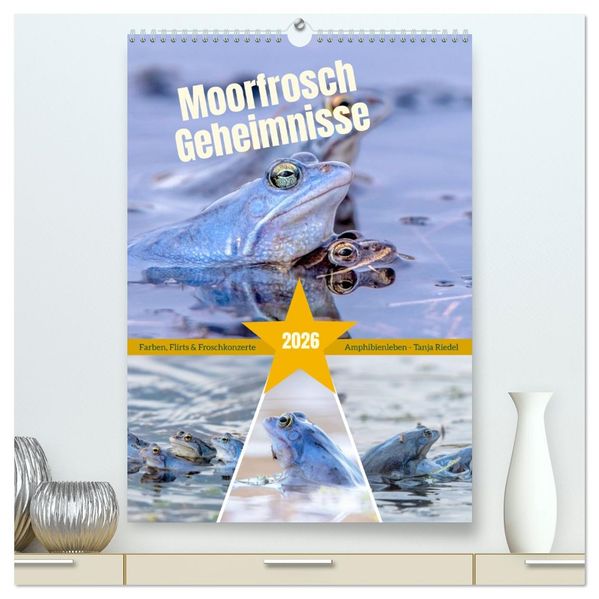 Moorfrosch Geheimnisse - Farben Flirts & Froschkonzerte - Tanja Riedel (hochwertiger Premium Wandkalender 2026 DIN A2 hoch) Kunstdruck in Hochglanz