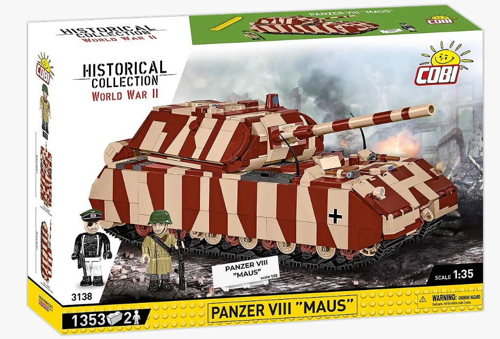 COBI Historical Collection 3138 - Panzer VIII Maus Bausatz 1:35 1353 Klemmbausteine 2 Figuren